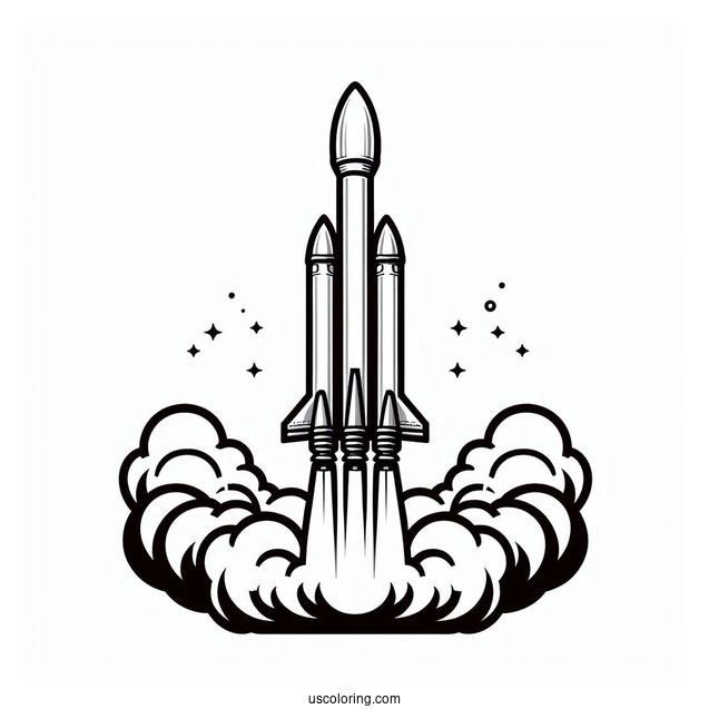 Coloring Page Of SpaceX Falcon Rocket Booster