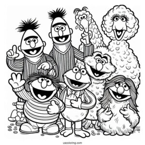 Bert, Elmo, Big Bird, Zoe, Ernie, And Count von Count