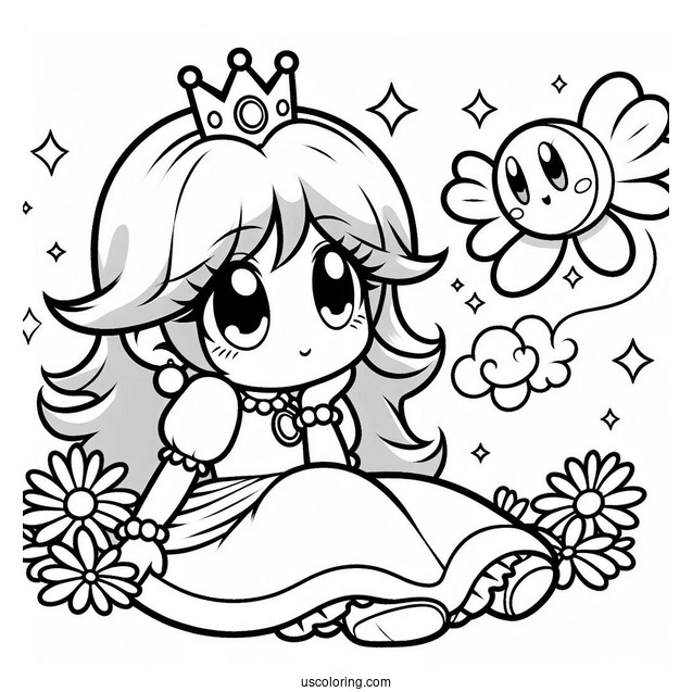 Princess Daisy Coloring Page With Kirby