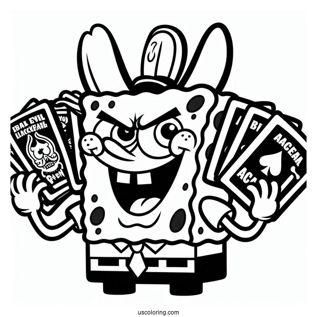 SpongeBob Coloring Page Of Evil Blackjack For Kids