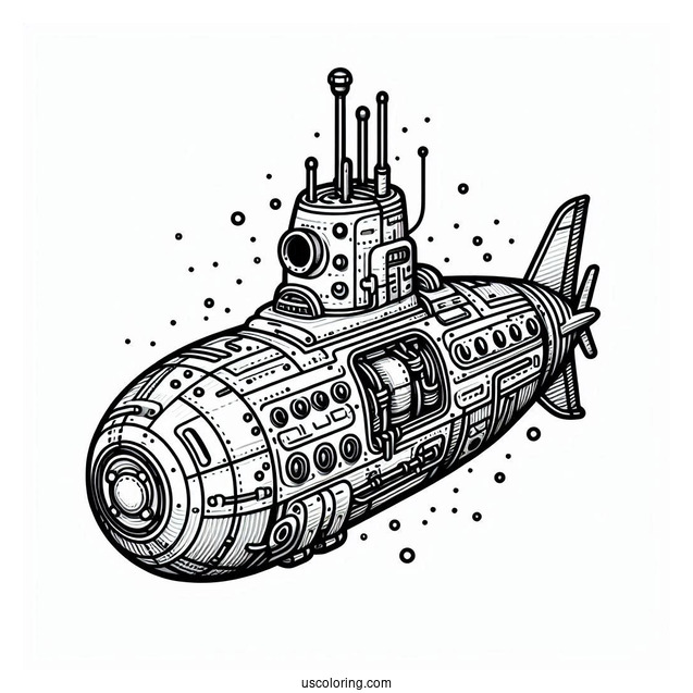 Submarine Coloring Page Internal Parts