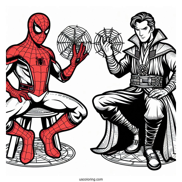 Spider-Man And Doctor Strange Coloring Sheet