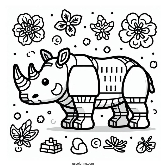 Lego Rhinoceros Coloring Page For Kids
