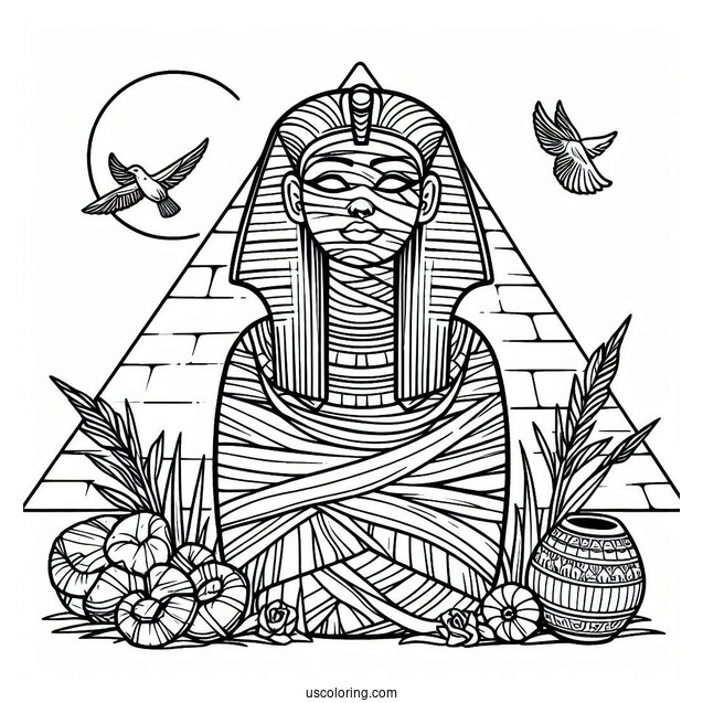 Egyptian Mummy Coloring Page Outside The Pyramid