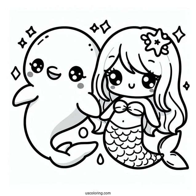 Kawaii Dolphin And Mermaid Picture