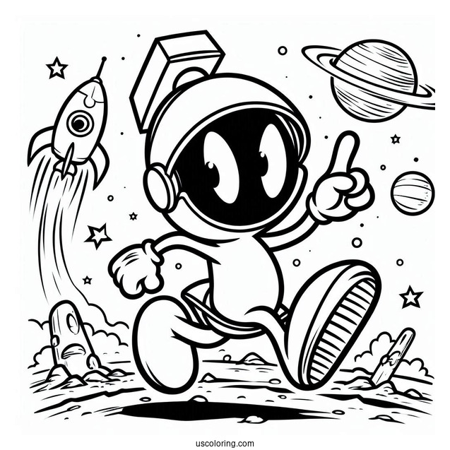Marvin The Martian Outline Coloring Sheet For Preschoolers