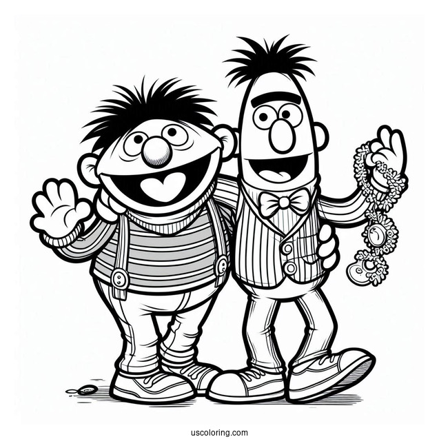 Detailed Coloring Page Of Bert And Ernie
