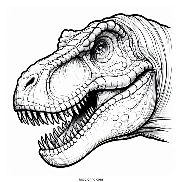Close Up Of T-Rex Head Coloring Sheet