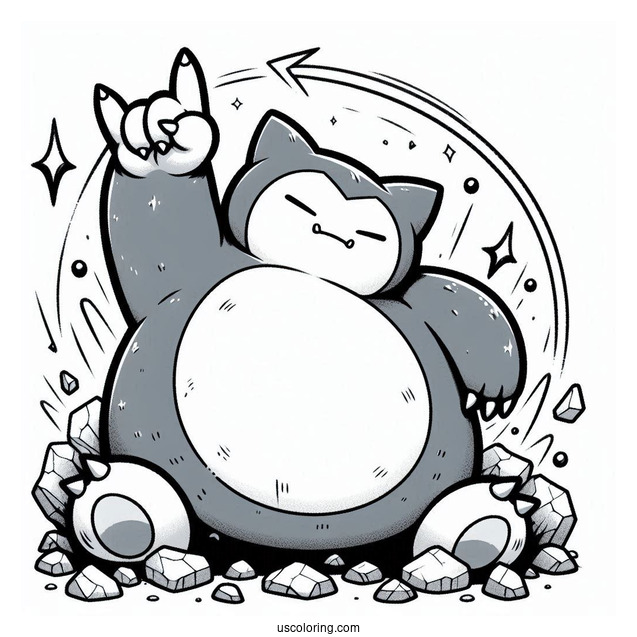 Snorlax Coloring Page Rock Smash Pokemon Card