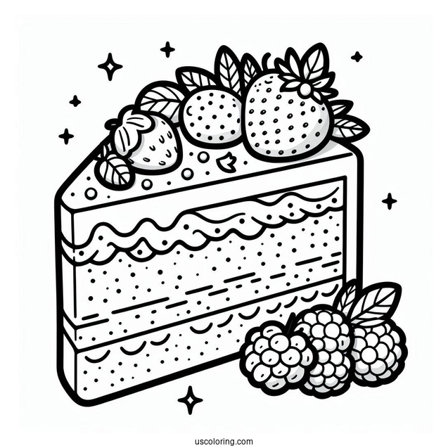 Cake Slice Outline Coloring In For Preschoolers