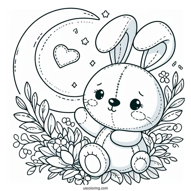 Stitch With His Arm Around A Rabbit Coloring Page