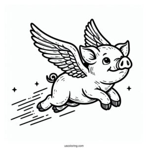 Flying Pig With Wings To Color
