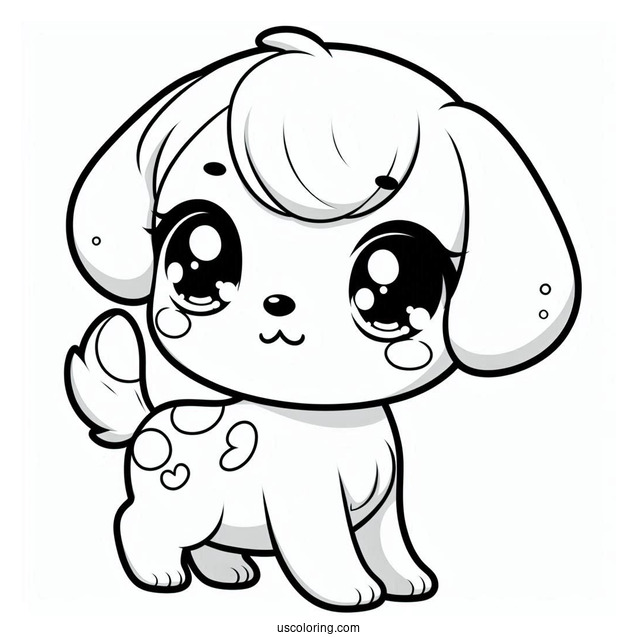 Chibi Puppy Coloring Page For Kids