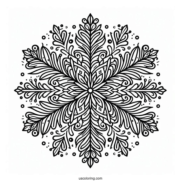 Easy Snowflake Coloring Page Outline For Kids