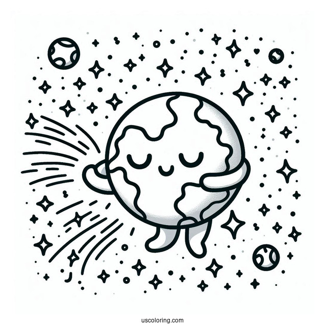 Happy Little Earth With Sparkling Background