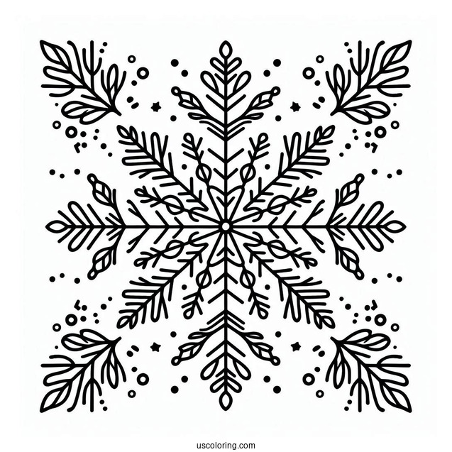 Easy Snowflake Coloring Page Outline For Kids