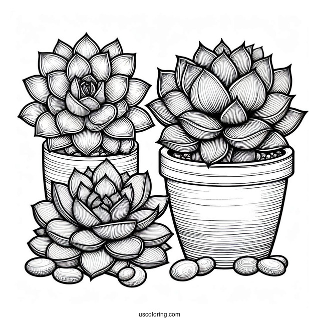 Easy Echeveria Succulent Coloring Page For Kids