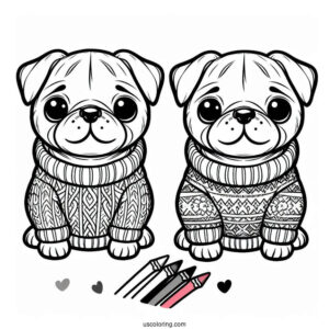 Cute Pug Wearing a Sweater To Color