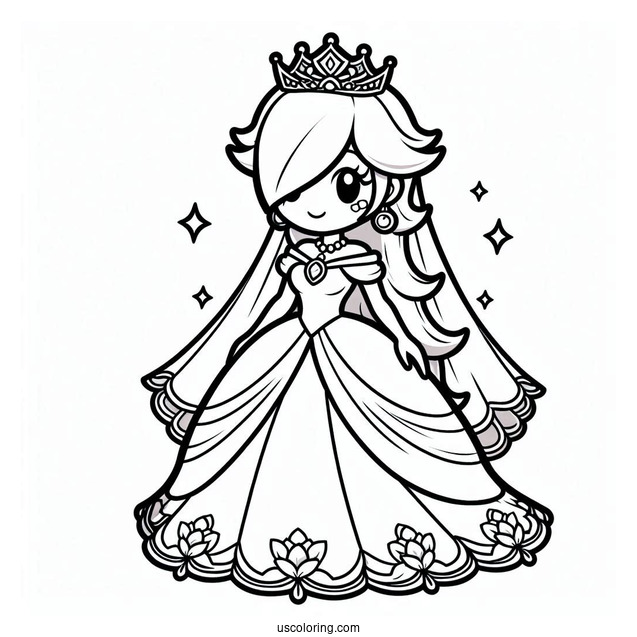 Easy Rosalina Coloring Page In Wedding Dress