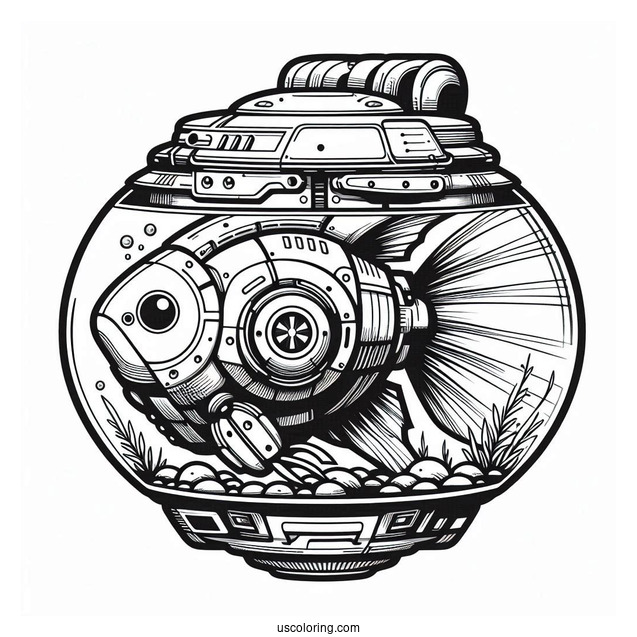 Futuristic Goldfish Tank Robot