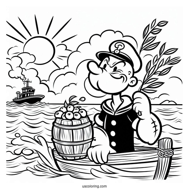 Popeye Coloring Page And Olive At Sea For Kids
