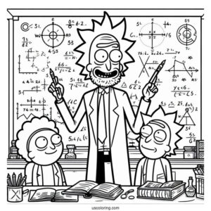 Rick and Morty Coloring Page Of Mr. Goldenfold Teaching Math