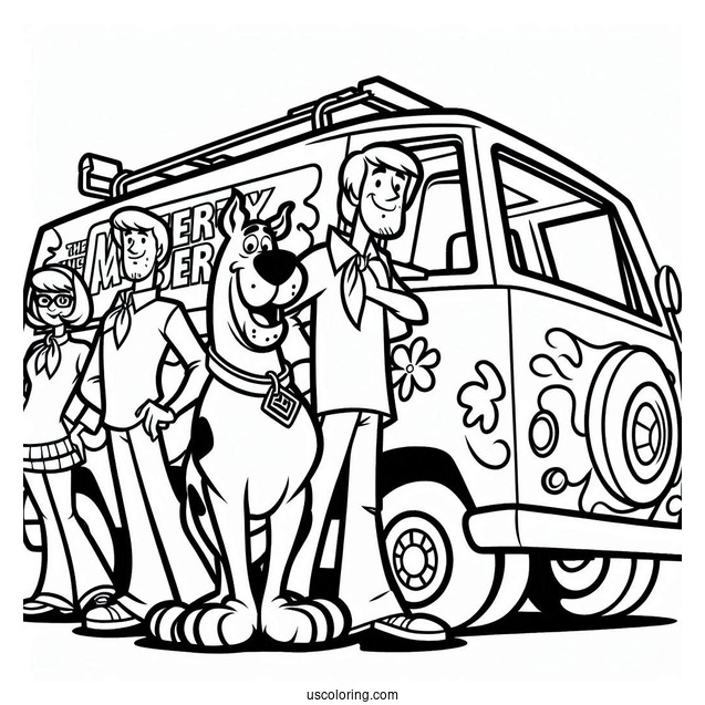 Scooby-Doo Characters In The Mystery Machine To Color