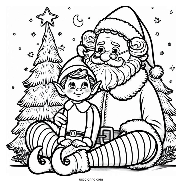 Buddy The Elf Sitting On Poppa Elf To Color