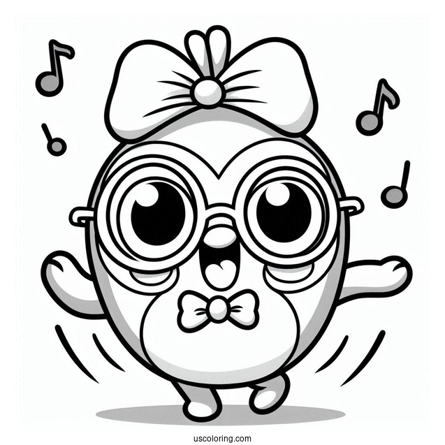 Pororo Coloring Page Of Harry With Bowtie Dancing