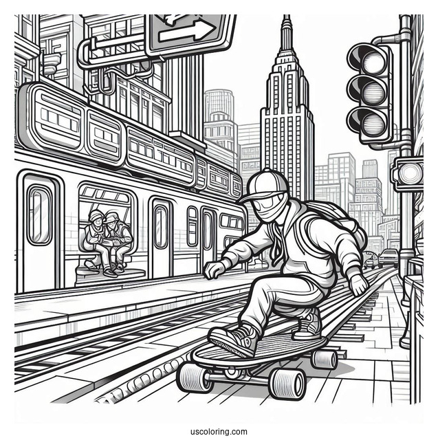 Detailed Subway Surfers Coloring Page Poster