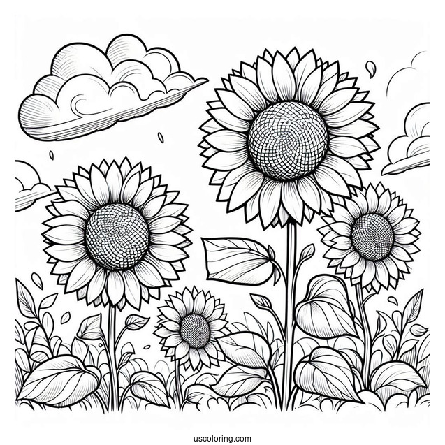 Sunflowers During A Cloudy Day