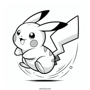 Pikachu Jumping Coloring Sheet