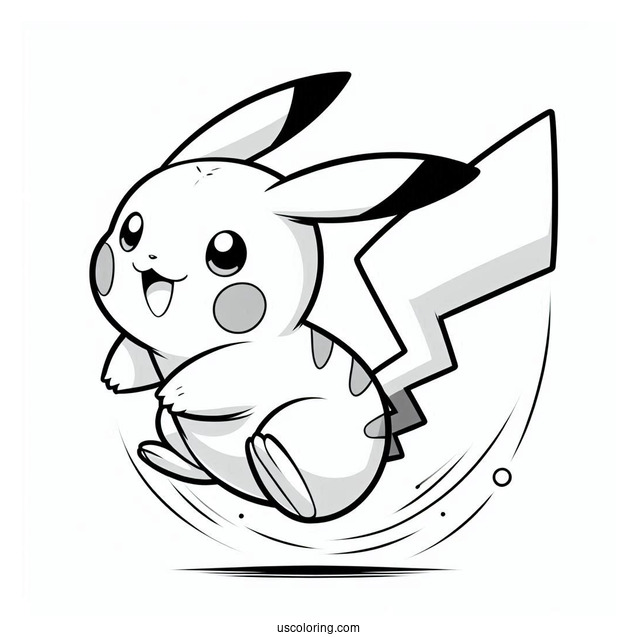 Pikachu Jumping Coloring Sheet