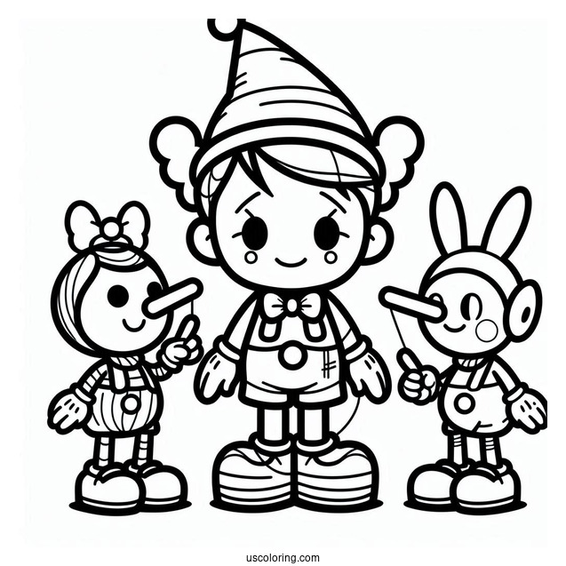 KAWS Coloring Page Pinocchio For Kids