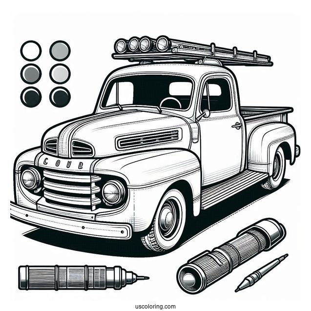 Vintage Pick Up Truck Coloring Page