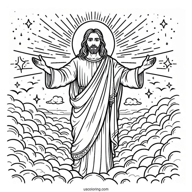 Blessed Jesus In Heaven Coloring In