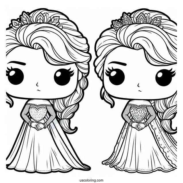 Cute Elsa Funko Pop Coloring For Preschoolers