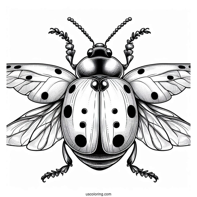 Top View Orange Lady Beetle Coloring Page