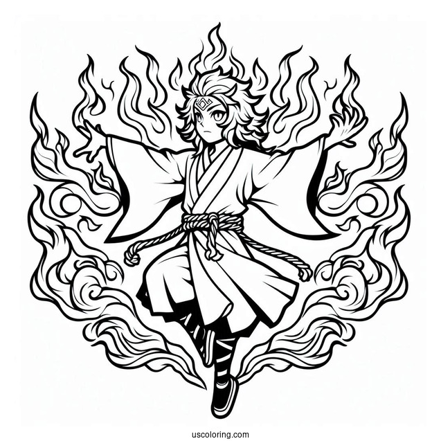 Tanjiro Coloring Page Dance Of The Fire God Technique