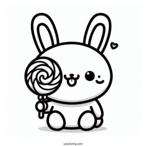 Sunny Bunnies Coloring Page Of Kawaii Big Boo With Lollipop For Kids