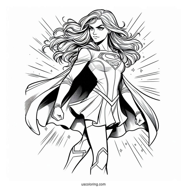 Kara Zor El Turning Into Supergirl Coloring Page
