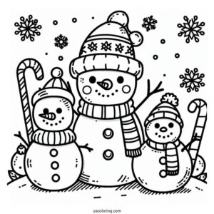 Merry Christmas Snowman Coloring Sheet For Kids