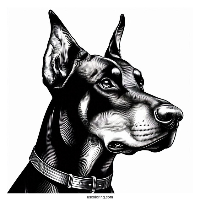 Close Up Of Alert Dobermann