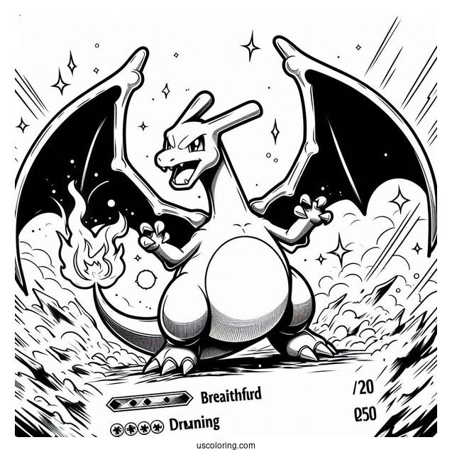 Charizard Wing Attack Pokemon Card Coloring Page