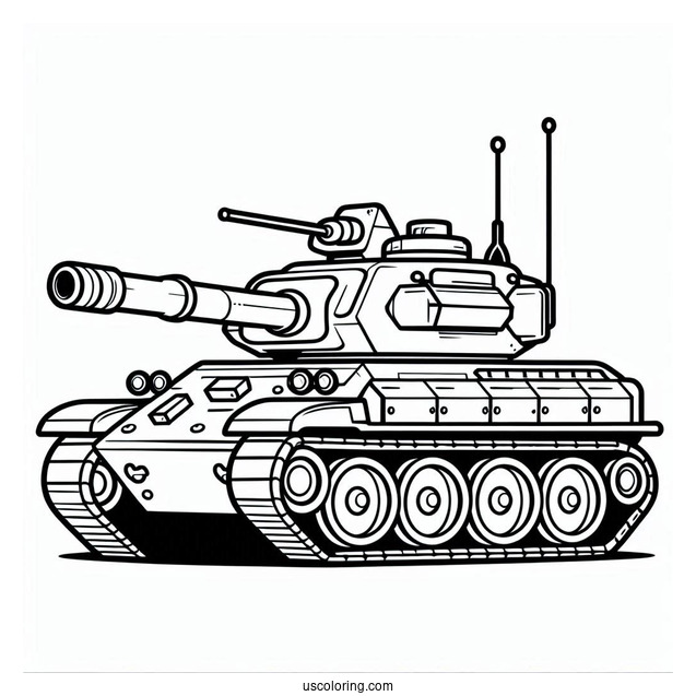 Easy Military Tank Outline for Preschoolers