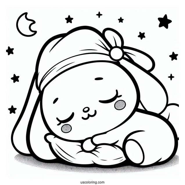 Easy Pochacco Coloring Page Sleeping