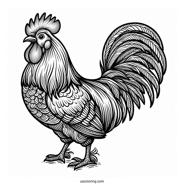Farm Rooster Coloring Picture