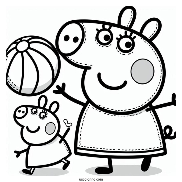 Peppa Playing Ball With Suzy Sheet Coloring