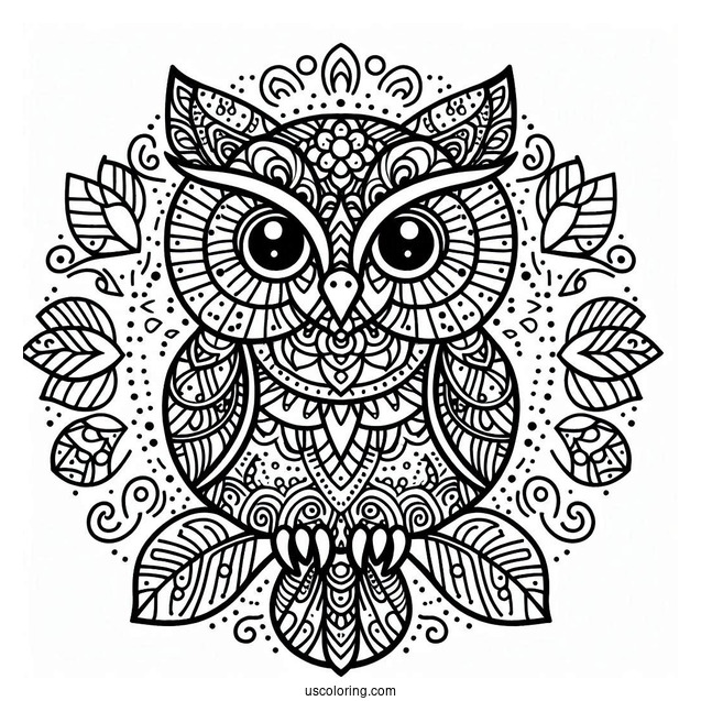 Mandala Owl Coloring Page