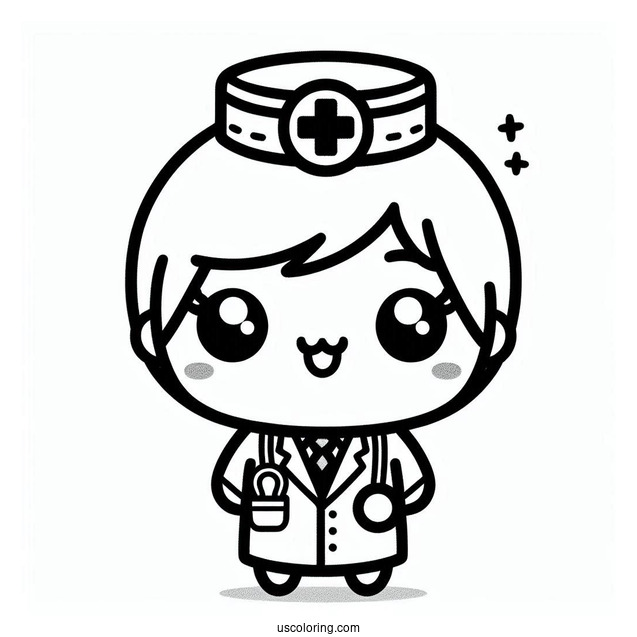 Kawaii Doctor With A Coat Coloring Page For Kids
